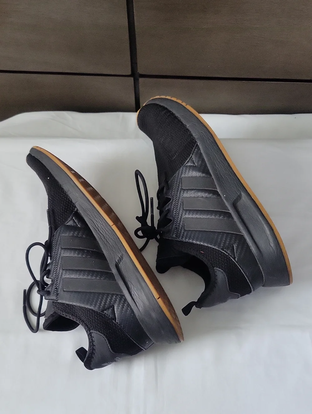 Adidas Men's Black Athletic Sneakers with Gum Sole